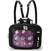 HALOSKY Retro TV Shaped Ita Bag Pin Display Backpack Cute Pin Bag with 3 Inserts, Anime Crossbody Bag for Enamel Pins, Adjustable Shoulder Strap, Unique Weird Purse for Collectors