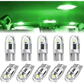 ecocstm 10 PCS 194 LED Bulb, T10 168 W5W 2825 3030 LED Replacement Bulbs | LED Bright Chips Wedge Replacement Bulb, Car Interior Bulb for Dome Map Trunk Door Courtesy Dash Lights (Green)