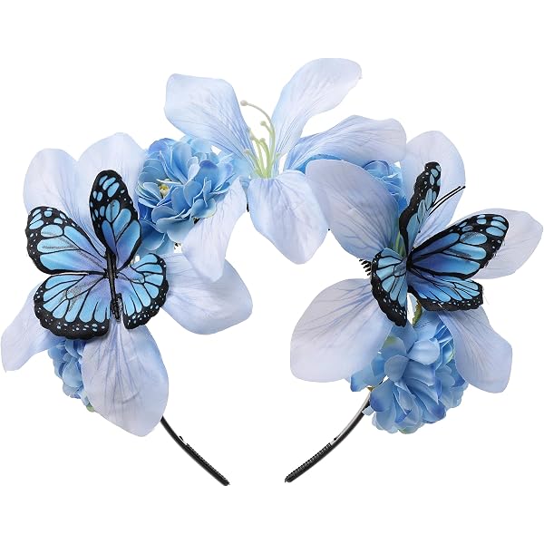 Coucoland Blumen-Haarreif Mit Schmetterlingen – Violett, Für Teeparty, Derby, Halloween, Einheitsgröße