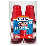 Hefty Party On Red Plastic Cups, Disposable Plastic