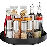 Ovicar Lazy Susan Turntable Organizer - 11 inch Rotating Spice Rack Metal Lazy Susan for Cabinet Pantry Kitchen Countertop Bathroom Refrigerator Table Storage, Black