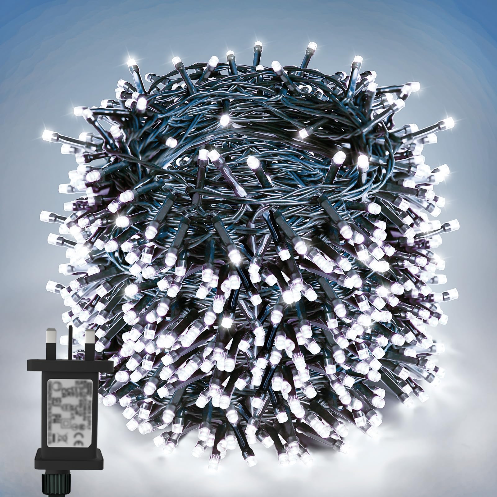 Etopgo Christmas Fairy Lights, 400LED 40M Christmas Tree Lights Outdoor,Cool White Waterproof String Lights with 6H Timer for Outside Indoor XmasTree Bedroom Garden Party Decoration