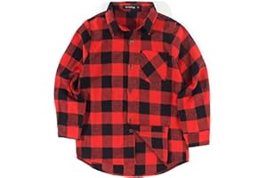 Spring&Gege Boys Casual Long Sleeve Plaid Flannel Button Down Shirt for Children (2-14 Years)