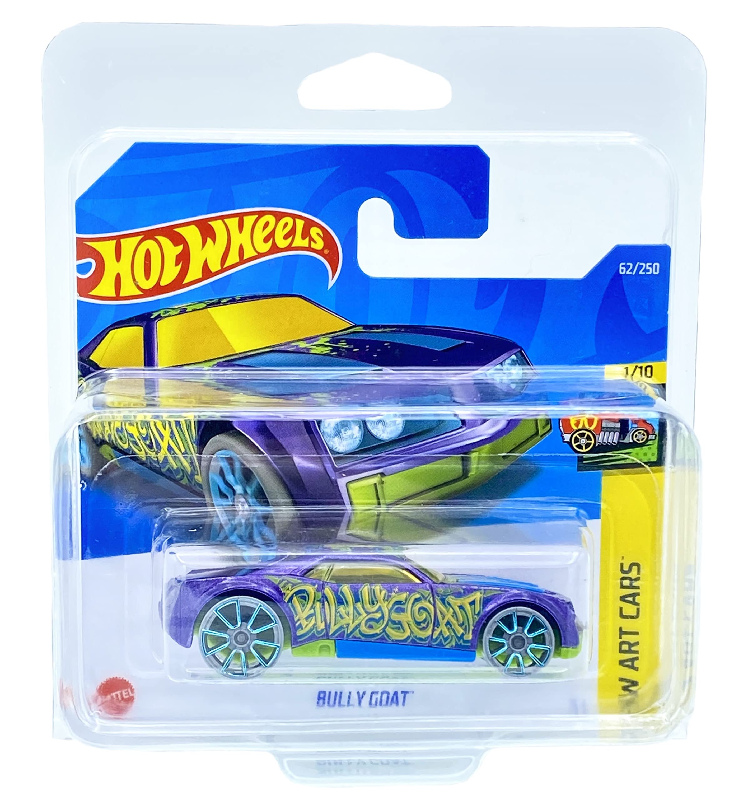 Hot Wheels Bully Goat (Purple) 1/10 HW Art Cars 2022 - 62/250 (Short Card) *** COMES IN A KLAS CAR KEEPER PROTECTIVE COLLECTORS CASE *** HCW56