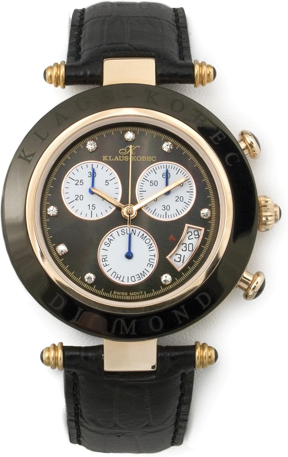 Klaus Kobec C35 Gents 'Couture Sports' Diamond Set Black Leather