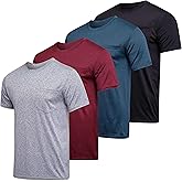 Real Essentials 4 Pack: Men's Dry-Fit Short Sleeve Pocket Crew Performance Athletic T-Shirt (Available in Big & Tall)