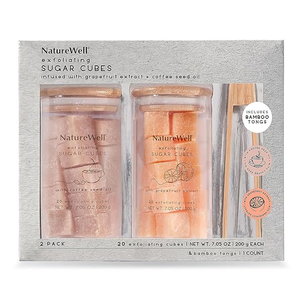 NATUREWELL EXFOLIATING SUGAR CUBES, GRAPEFRUIT AND COFFEE, 20 CUBES (2 PACK)