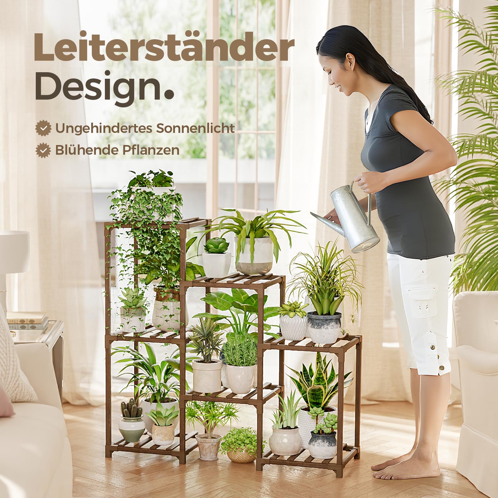 Bamworld Pflanzenständer Blumenständer Pflanzenregal Indoor Outdoor für 7 Etagen Terrasse Balkon Garten Gartenarbeit Geschenke 6