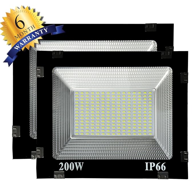 Ascension IP66 200W 240V Ultra Thin LED Outdoor Flood Light SMD Bulb 50,000 Hours Long Life (Cool White) (Pack of 2)