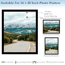QOTIB 16x20 Picture Frame Black for Wall