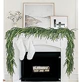 DearHouse Pine Garland Christmas Decoration, Artificial Greenery Garland Norfolk Pine Leaves for Holiday Season Mantel Fireplace Table Runner Centerpiece (Pine Garland)