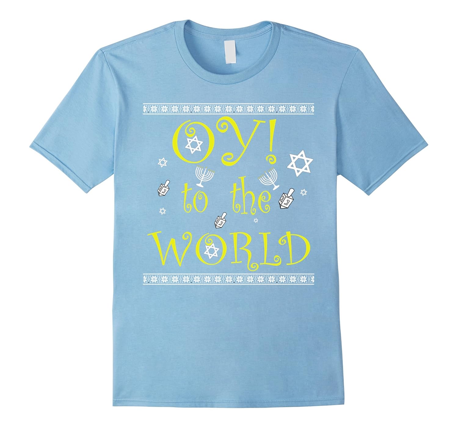 Oy To The World Funny Jewish Hanukkah T Shirt-Rose