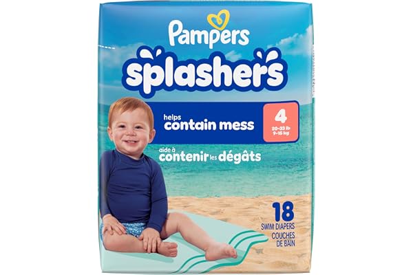 Pampers Splashers Swim Diapers, Size 4, Disposable Baby Swim Diapers, 1 Pack (Count of 18)