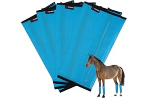 FOXLVDA Fly Boots for Horses Set of 4, Breathable Plastic Mesh Design, Horse Supplies for Reduce Stomping, Hoof Damage & Leg Fatigue (Water Blue)