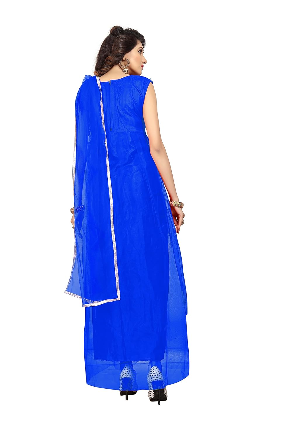 florence women's net blue party wear designer semi-stitched gown(gc008-new)