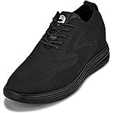 CALTO Men's Invisible Height Increasing Elevator Shoes - Black/Black Sole Ultra Light-Weight Lace-up Knitted Sporty Walker - 2.8 Inches Taller - X2631 - Size 9 D(M) US
