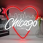 Chicago Neon Sign for Wall Decor Chicago Neon Light for Women Gift Dimmable LED City Light Up Sign for Christmas Birthday Gifts
