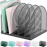 gianotter Desktop File Organizer with 5 Compartments | Desk Organizer Paper Organizer for Desk Workspace Organizers for Office Supplies (Black)
