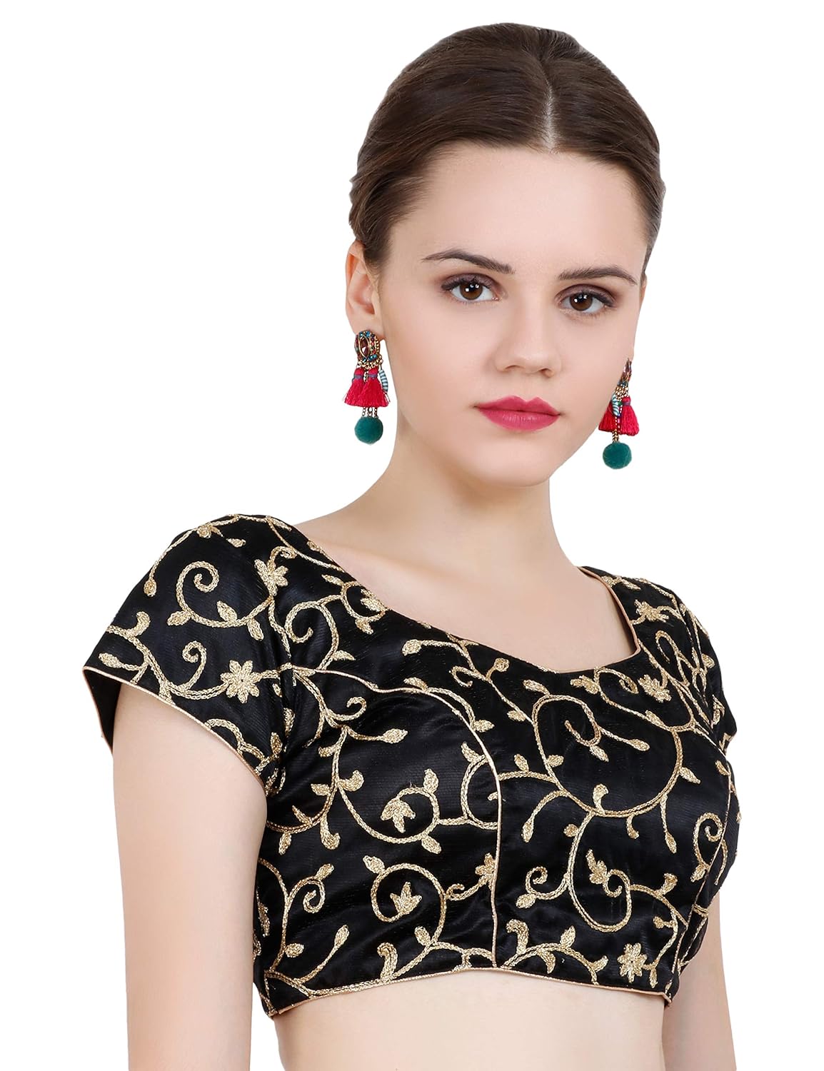 nd&r embroidered net zari blouse single piece