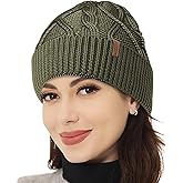 OUTDOOR SHAPING Merino Wool Beanie, Unisex Cable Knit Hat, Daily Rib Cuff Beanie, Warm Winter Cap