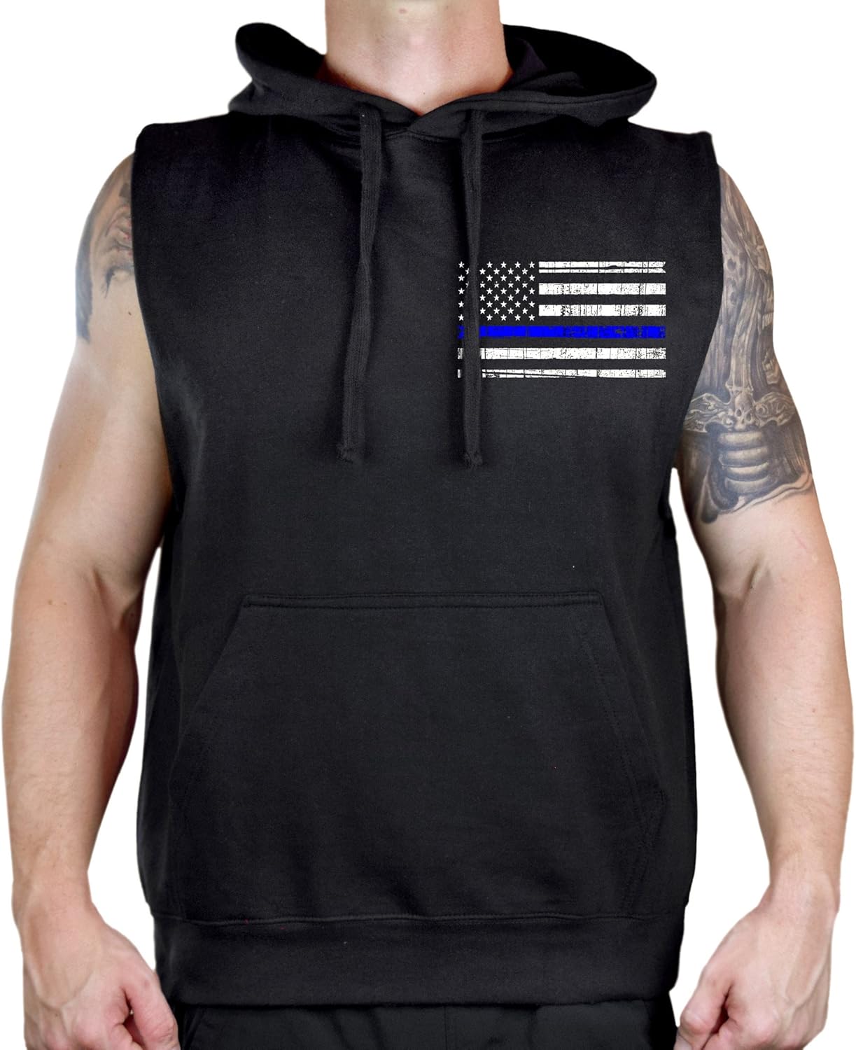 blue hoodie vest