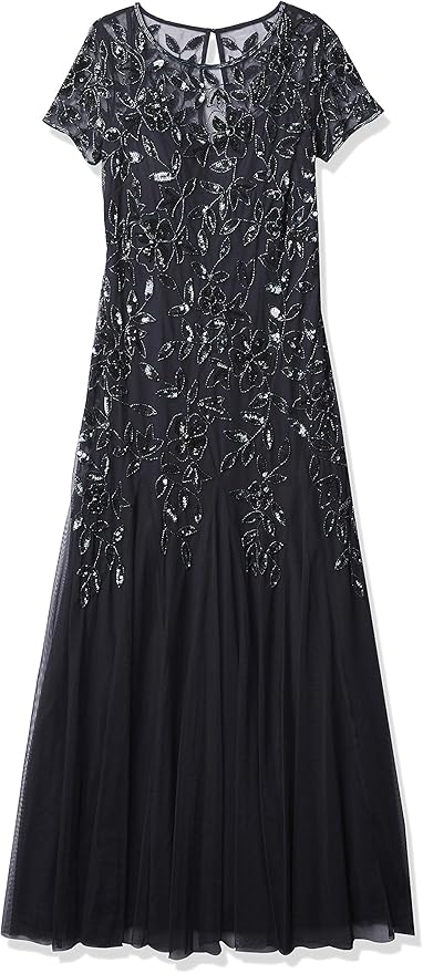 adrianna papell petite floral beaded gown