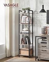 VASAGLE 5-Tier Bookshelf 30x39.6x154 cm Industrial Heather Greige Ink Black view 2