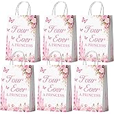 SJcysrilla 20PCS Four Ever A Princess Goodie Bags Princess Themed 4th Birthday Party Decorations Treat Bags with Handles Castle Themed 4 Years Old Birthday Party Supplies
