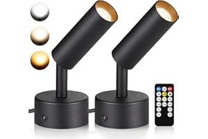 URTOM LED Spot Lights Indoor 3W Up Lights Indoor with Timer and Remote 3000K/4000K/5000K Uplighting Indoor Spotlight 120V Dimmable Uplights Indoor Floor Light for Plant and Artwork, 2 Pack, SHWT0302B