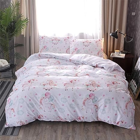 Amazon Com Kids Unicorn Pattern Duvet Cover Sets Twin Pink