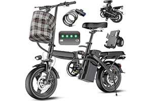 LELEKUAI Electric Bike for Adults Teens, Commuter City Folding ebike with 560W Motor and 48V Battery, 24MPH 3-Level Pedals Assist, Dual Disc Brakes,14" Compact Foldable Electric Bicycle with UL 2849 Certified