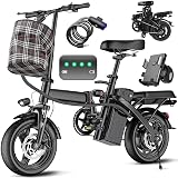 Electric Bike for Adults Teens, Folding E-Bike,Commuter City Foldable ebike with 560W Motor 48V 10Ah Battery, 24MPH 3-Level Pedal Assist, Dual Disc Brakes,14" Compact Electric Bicycle with Pedals