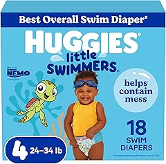 Huggies Little Swimmers Disposable Swimming Diapers, Size 4 (24-34 lbs), 18 Ct