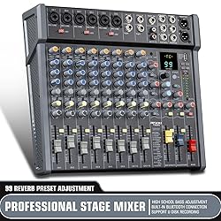 JXSOU Audio Mixer, 14-Channel DJ Mixer Bluetooth