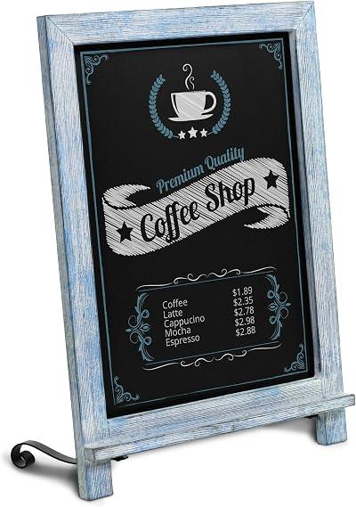 HBCY Creations Magnetic Tabletop Chalkboard 12x17" Rustic Blue & White