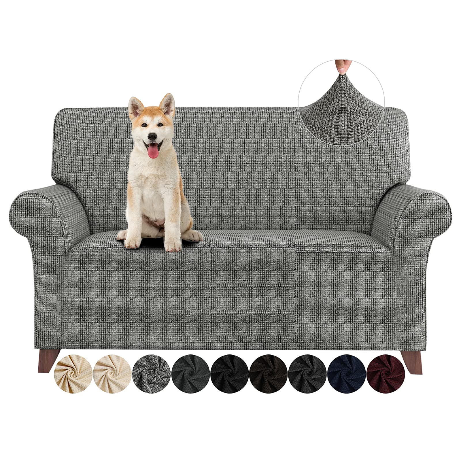 Photo 1 of ZNSAYOTX Loveseat Covers High Stretchy Spandex Pet Friendly Sofa Slipcover 1 Piece Non Slip Couch Furniture Protection Covers (Black and White, Loveseat)