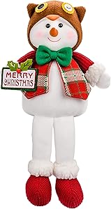 Christmas Snowman Plush Stuffed Animals for Kids Boy Sitting Snow Man for Christmas Home Holiday Indoor Decorations