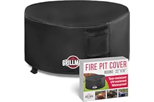 GRILLMAN Heavy Duty Fire Pit Covers, Fit 22-36 Inch Round Gas Fire Pit - 600D Polyester Firepit Covers Round, Outdoor Fire Pit Cover, Firepit Cover, Fire Pit Cover Round, Patio Cover for Fire Pit, Table Cover