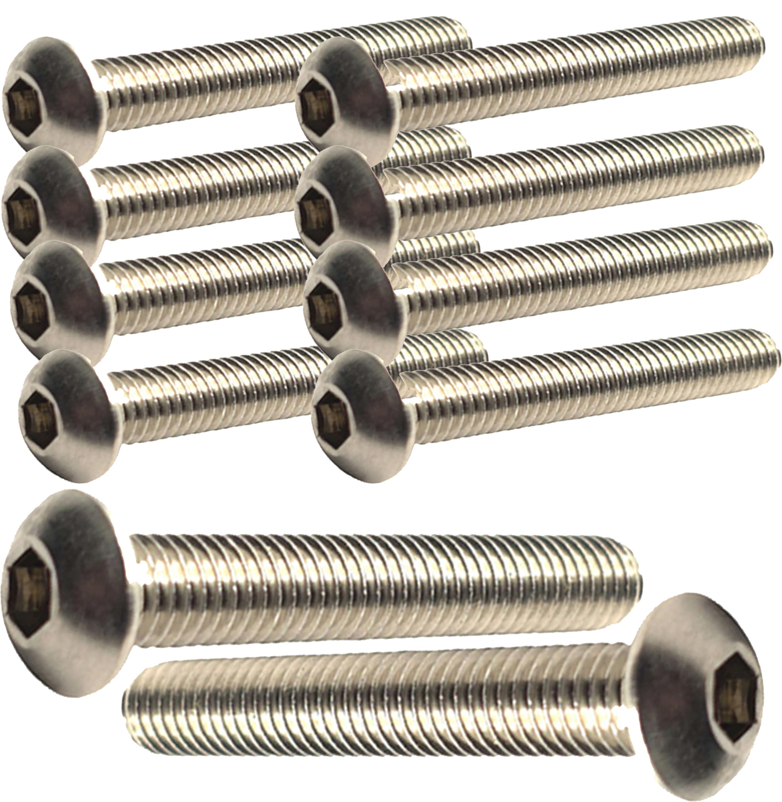 M6 x 70mm Button Head Socket Machine Screws, Fully Threaded, A2 Stainless Steel – Pack of 10