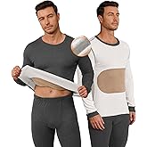 Herberton Men's Thermal Undershirt Fleece Long Sleeve Shirt Insulated Double Layer for Core and Lower Back (S-XXL)