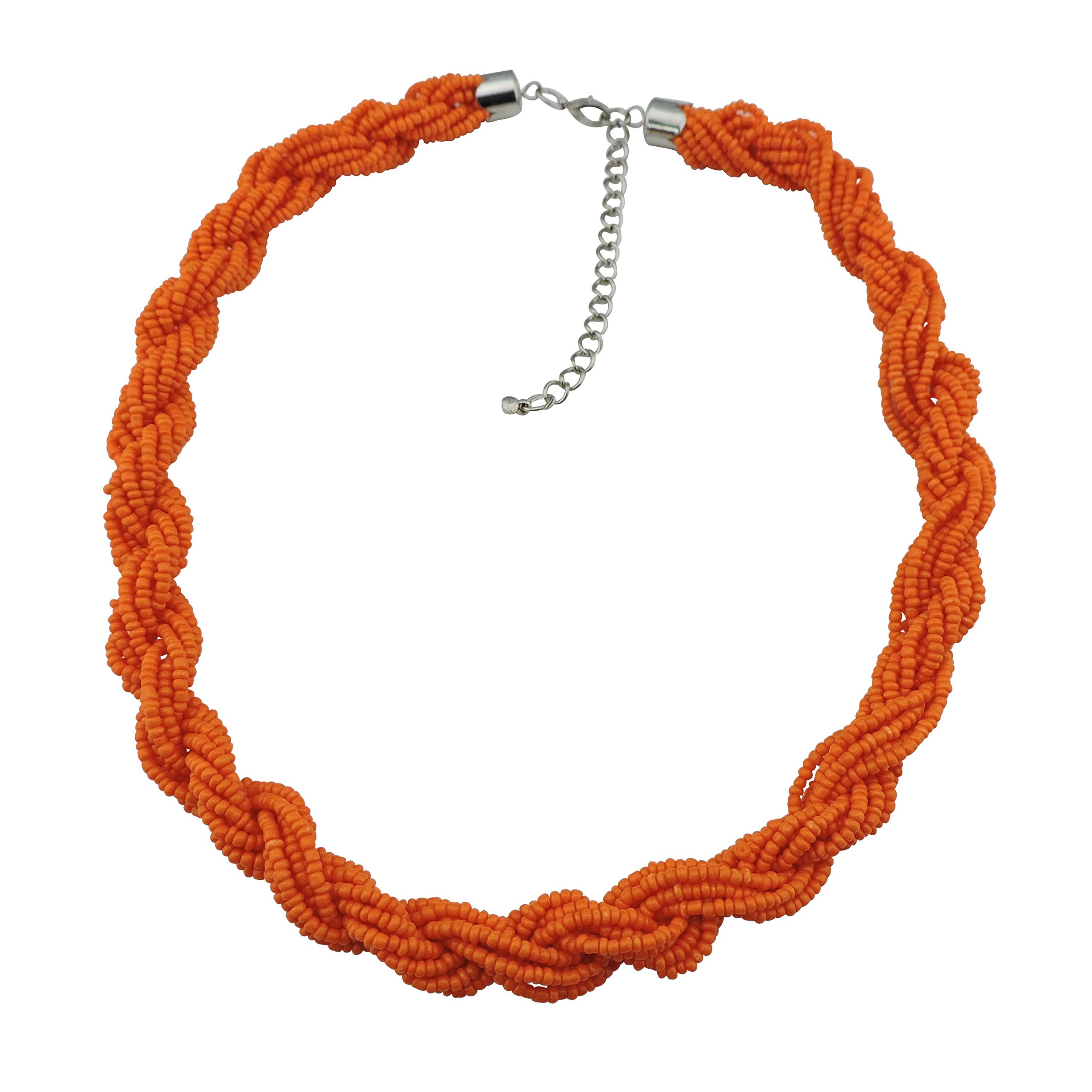 BOCAR Fashion Seed Beads Statement Collar Necklace (NK-10408-Orange)