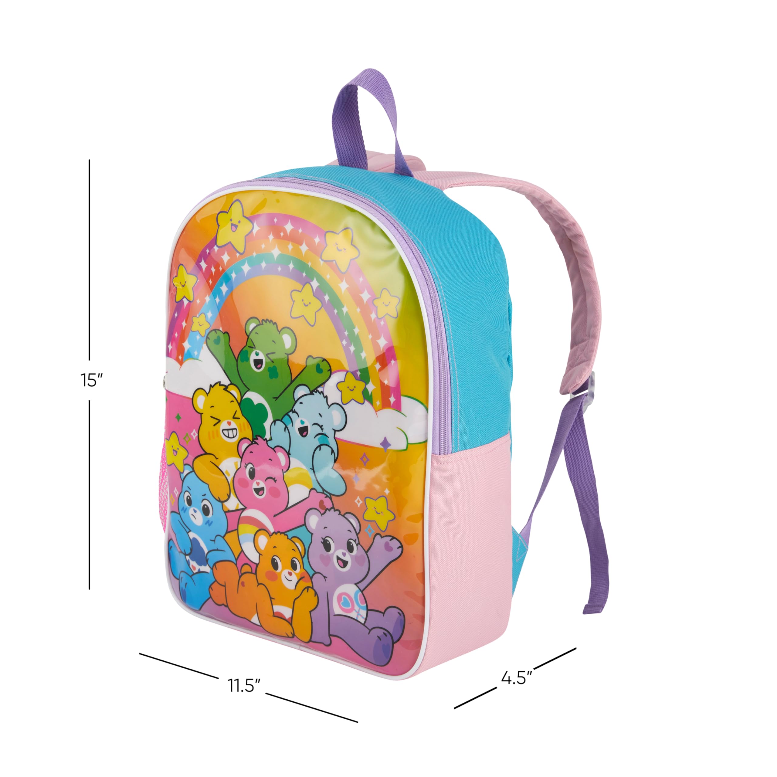 Fast Forward Care Bears 15' Backpack for Girls | Padded Straps & Large Zip Compartment | Back to School Supplies