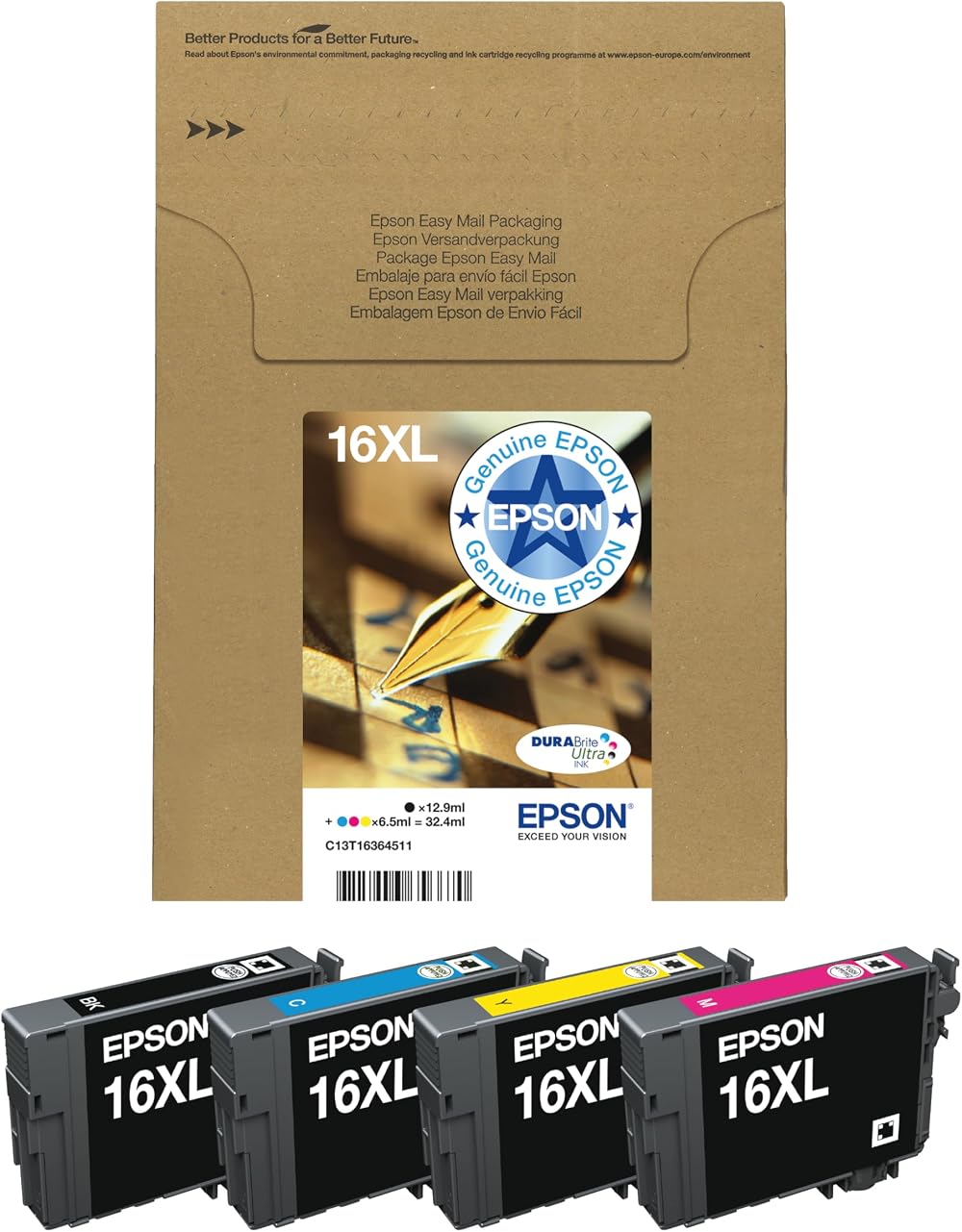 Epson 16XL Pen & Crossword High Yield Ink Multipack DURABrite Ultra 4 Cols
