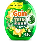 Gain Plus Flings Liquid Laundry Detergent Pacs, Gain's Best Clean, All-In-One, Original Scent, 45 Count