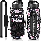 Newfad 32 oz Water Bottle with Straw and Sleeve, Motivational Water Bottle with Time Marker and Adjustable Shoulder Strap, BPA Free Leakproof Sport Water Jug for Hiking, Gym