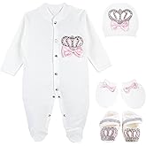 Lilax Baby Girl Jewels Crown Layette 4 Piece Gift Set Pink