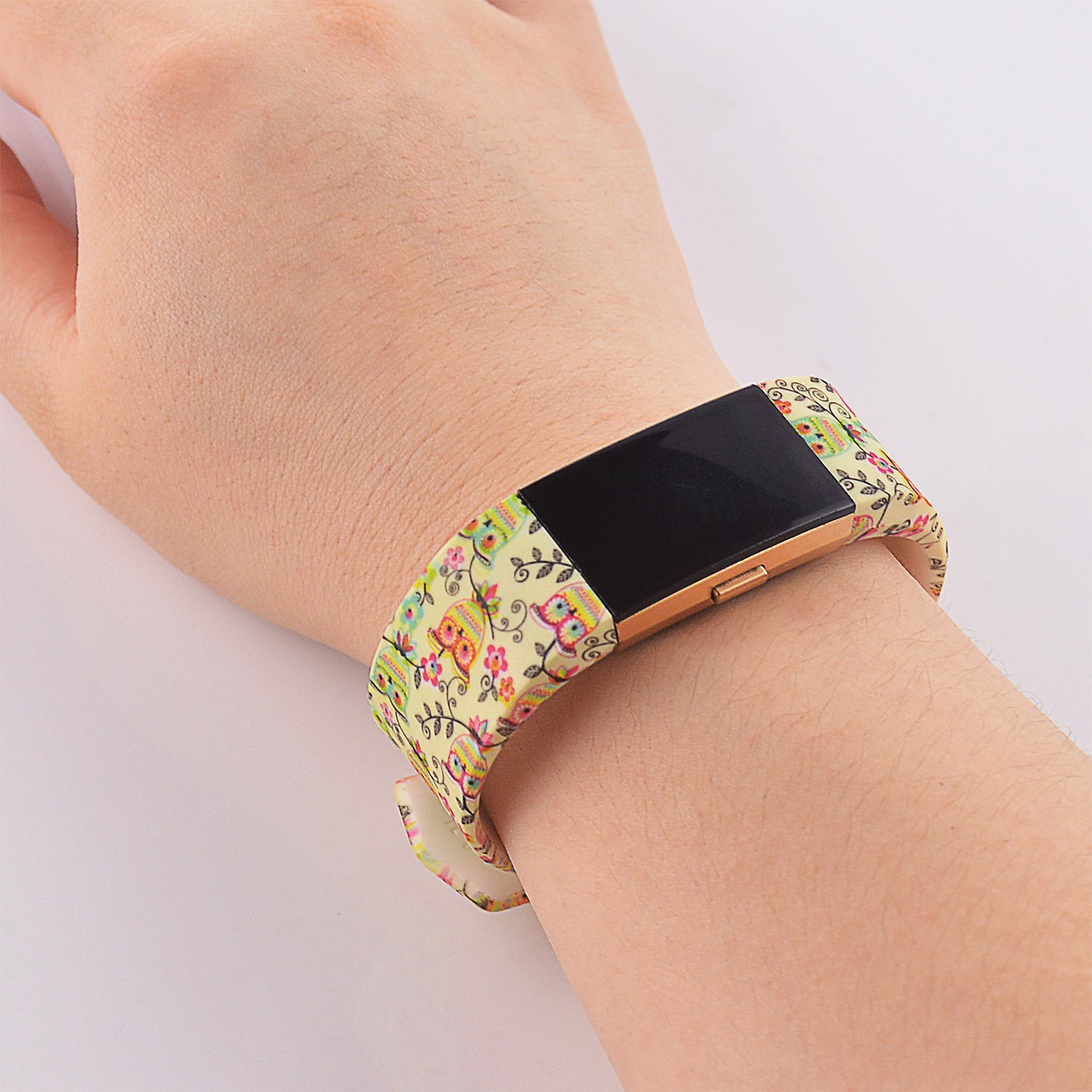 Fitbit Charge 2 Band,Soft Silicone Adjustable Replacement Sport Strap Printed Design Bands with Classic Buckle Fitness Accessory Wristband for Fitbit Charge2 (Pattern-15, Large (Wrist 6.5\