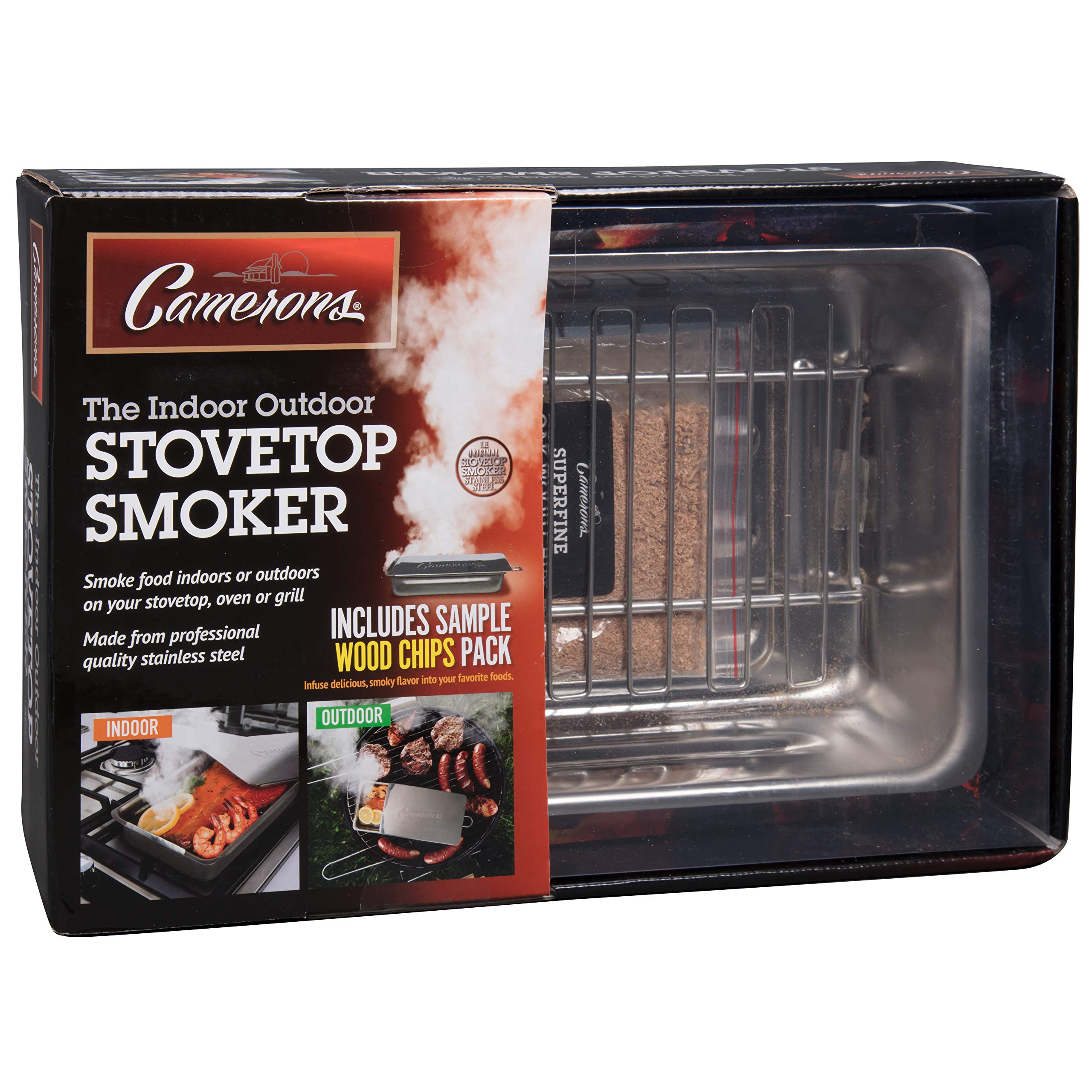 Indoor Outdoor Stovetop Smoker w Wood Chips and Recipes 11" x 7" x