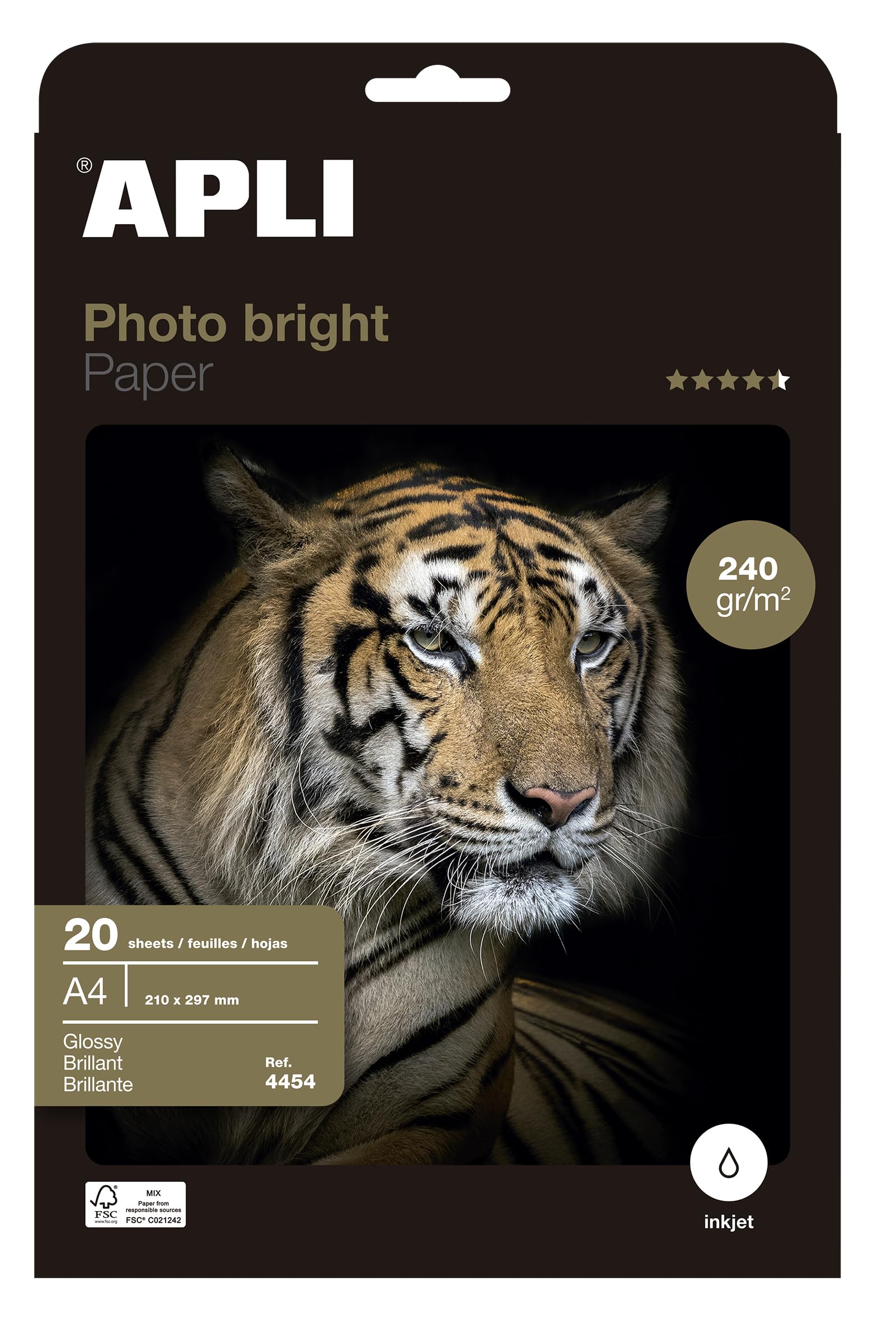 Apli Photo Bright Paper 240gsm A4 Ref 4454 [20 Sheets]