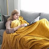 MOONLIGHT20015 Fleece Throw Blanket 400 GSM Mustard 130x150 cm view 4